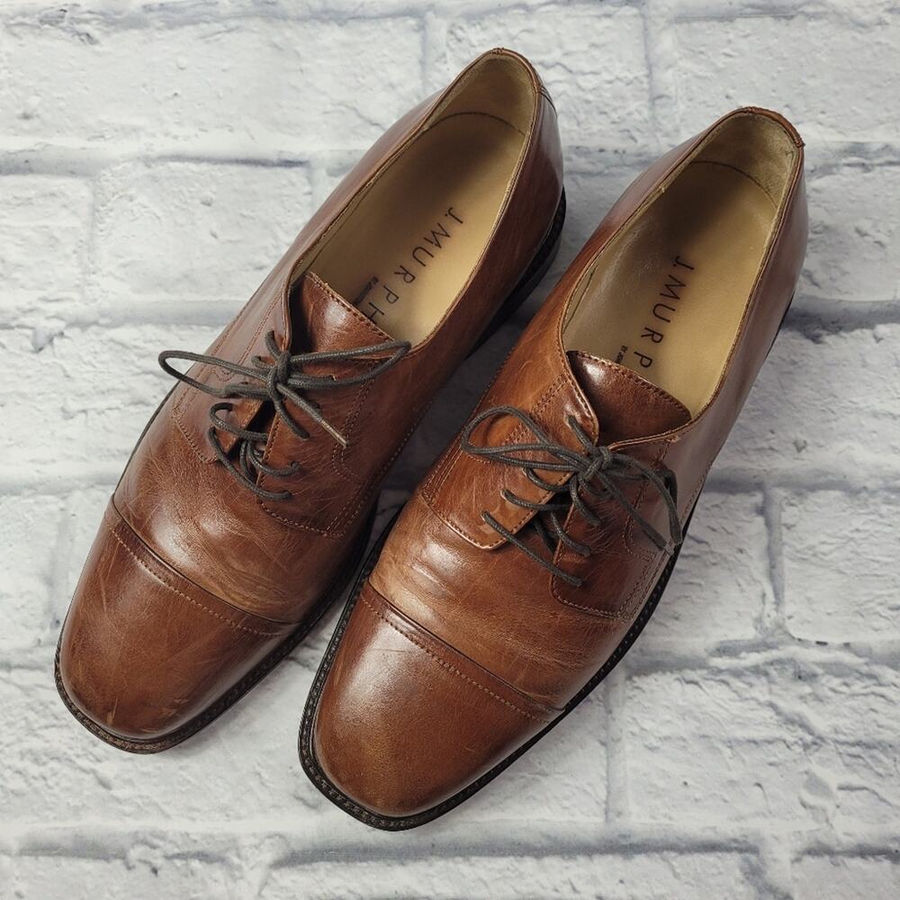 J. Murphy by Johnston & Murphy Brown Distressed Cap Toe Oxford 59 11056 size 10M